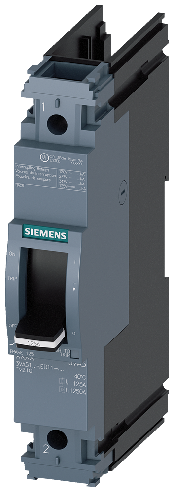 DISJUNTOR UL FRAME 125 50 A DE 1 POLO 35 KA TM FTFM SEM CONEXÃO 3VA51505ED110AA0 SIEMENS