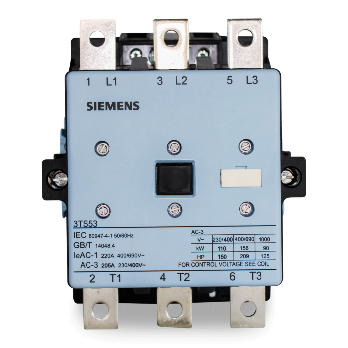 [Imagem do produto CONTATOR 205A AC-3 220V 50/60HZ 2NA2NF 3TS53220AN2 SIEMENS]