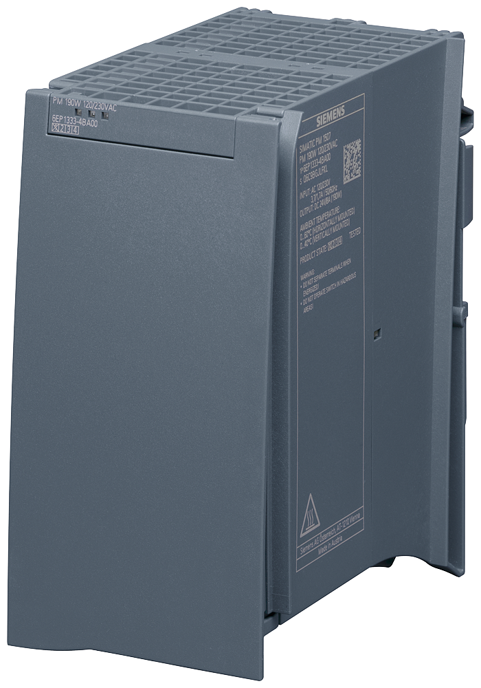 [Imagem ALIMENTAÇÃO COM CORRENTE DE CARGA SIMATIC PM1507, MONOFÁSICA 24 V CC/8 A 6AG13334BA007AA0 SIEMENS]