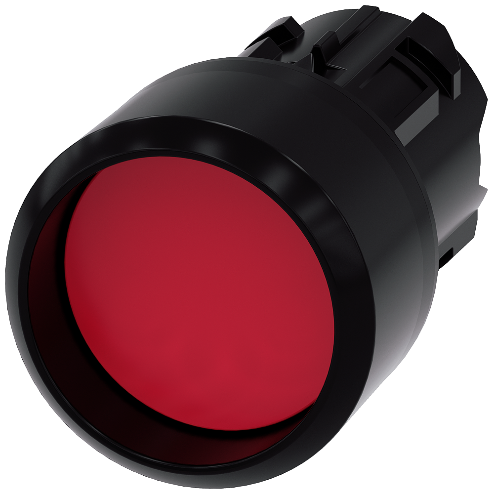 BOTÃO 22 MM REDONDO PLÁSTICO VERMELHO ANEL FRONTAL ALTO RETOR 3SU10000CB200AA0-ZY15 SIEMENS