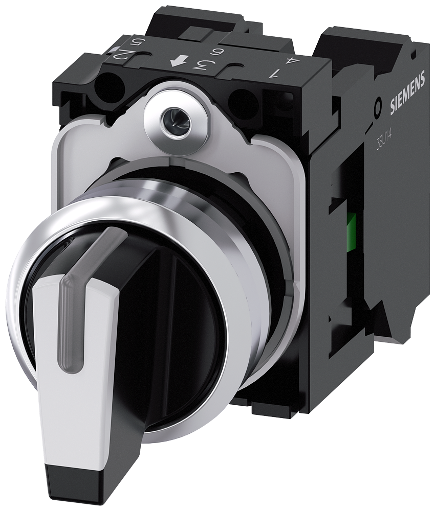 [Imagem do produto INTERRUPTOR COM MANÍPULO, ILUMINÁVEL, 22MM, REDONDO, METAL, ALTO BRILHO, BRAN 3SU11502BM603NA0 SIEMENS]