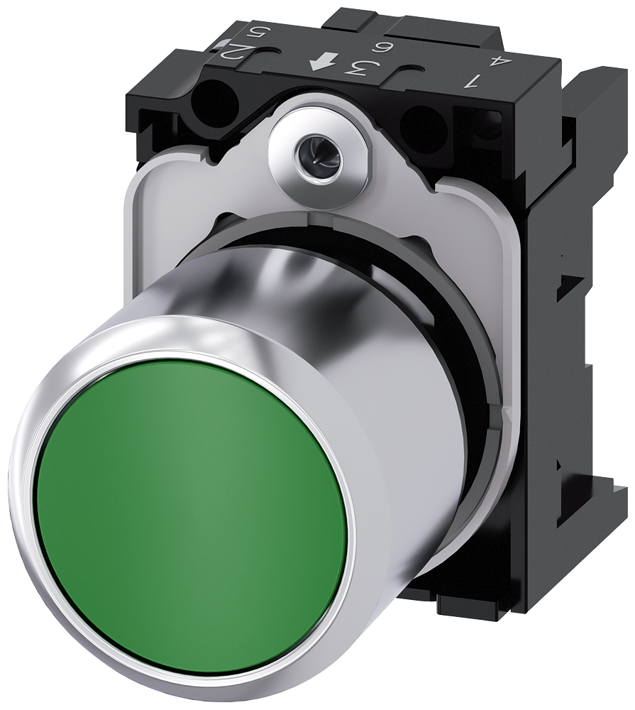BOTÃO COMPACTO COM CURSO PROLONGADO (12 MM) 22 MM REDONDO METAL VERDE 3SU12500EB400AA0-ZY10 SIEMENS