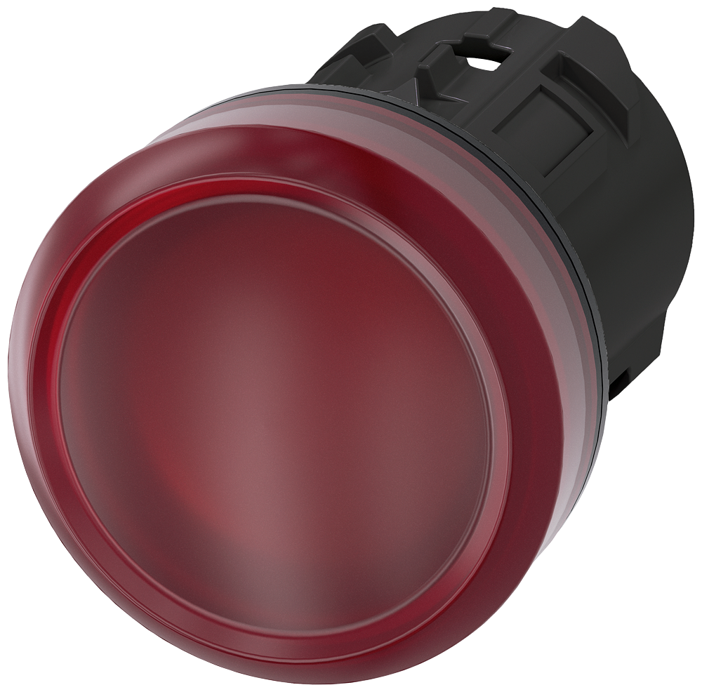 INDICADOR LUMINOSO 22 MM REDONDO PLÁSTICO VERMELHO LENTE PLANO Z=100X 3SU10016AA200AA0-ZX90 SIEMENS