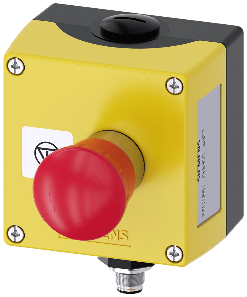 [Imagem do produto BOTOEIRA METÁLICO 22MM COM BOTÃO EMERGÊNCIA 40MM 2NF 3SU18510NH004NB2 SIEMENS]