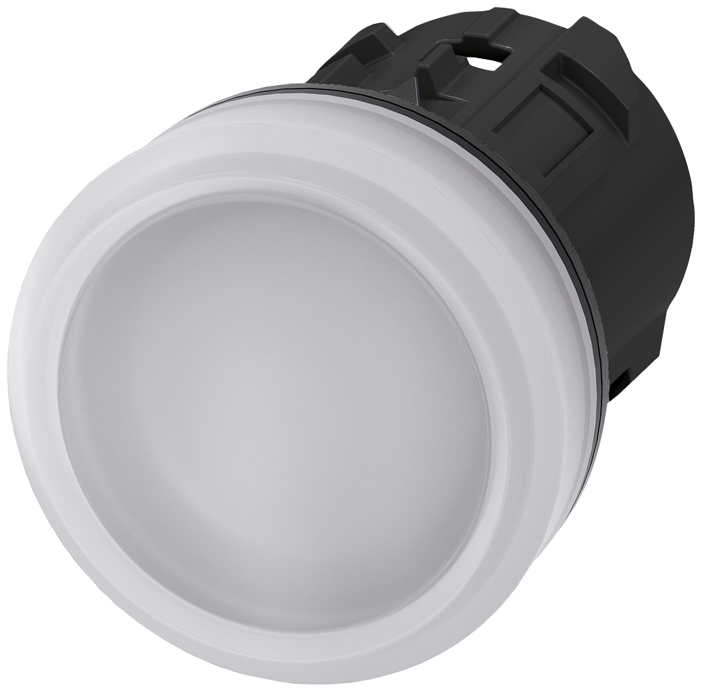 [Imagem SINALIZADOR LUMINOSO 22MM REDONDO PLÁSTICO BRANCO LENTE PLANO 3SU10016AA600AA0 SIEMENS]