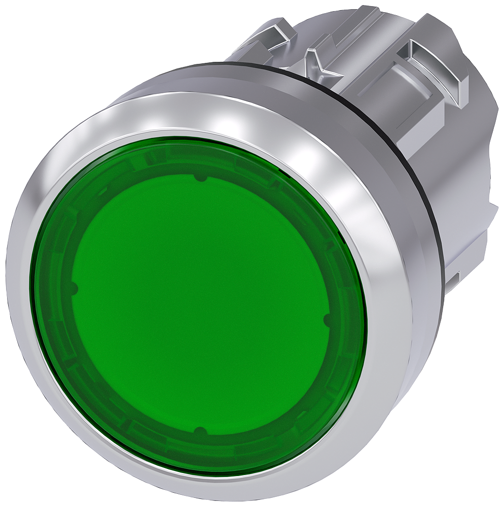 BOTÃO ILUMINADO 22 MM REDONDO METAL DE ALTO BRILHO VERDE BOTÃO DE PRESS 3SU10510AA400AA0-ZY12 SIEMENS