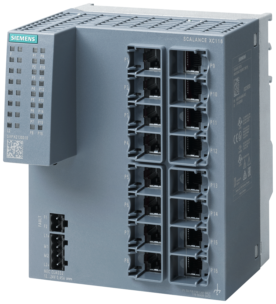 [Imagem SWITCH IE NÃO GERENCIADO 16 PORTAS RJ45 SCALANCE XC116 6GK51160BA002AC2 SIEMENS]