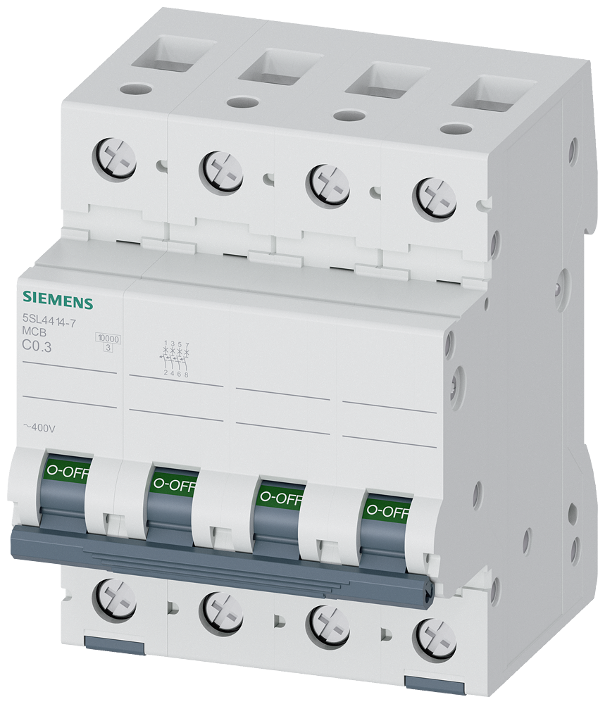 MINIDISJUNTOR 400V 10KA DE 4 POLOS C 0,3A 5SL44147 SIEMENS