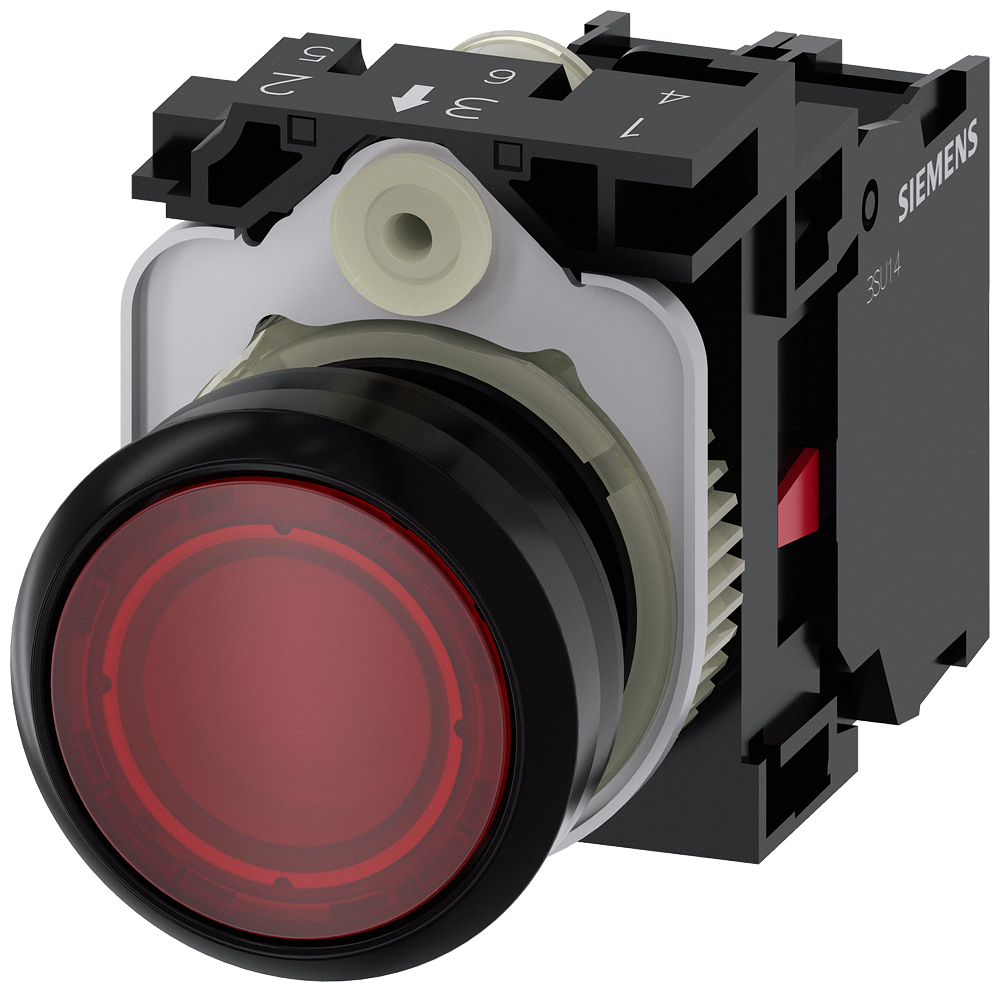BOTÃO ILUMINADO 22 MM REDONDO PLÁSTICO VERMELHO BOTÃO DE PRESSÃO PLANO, 3SU11060AB201CA0-ZY12 SIEMENS