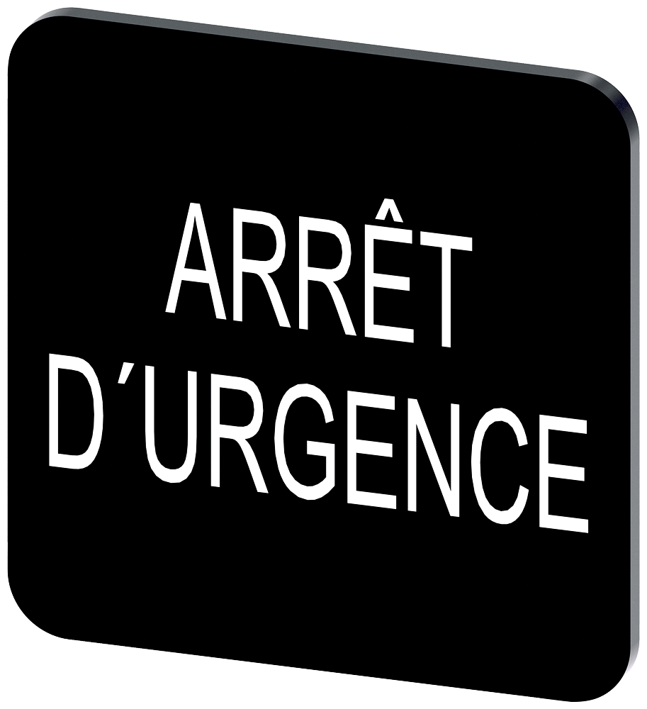 PLACA DE IDENTIFICAÇÃO 22X22MM PLACA PRETO: ARRET D&APOS;URGENCE 3SU19000AF160GQ0 SIEMENS