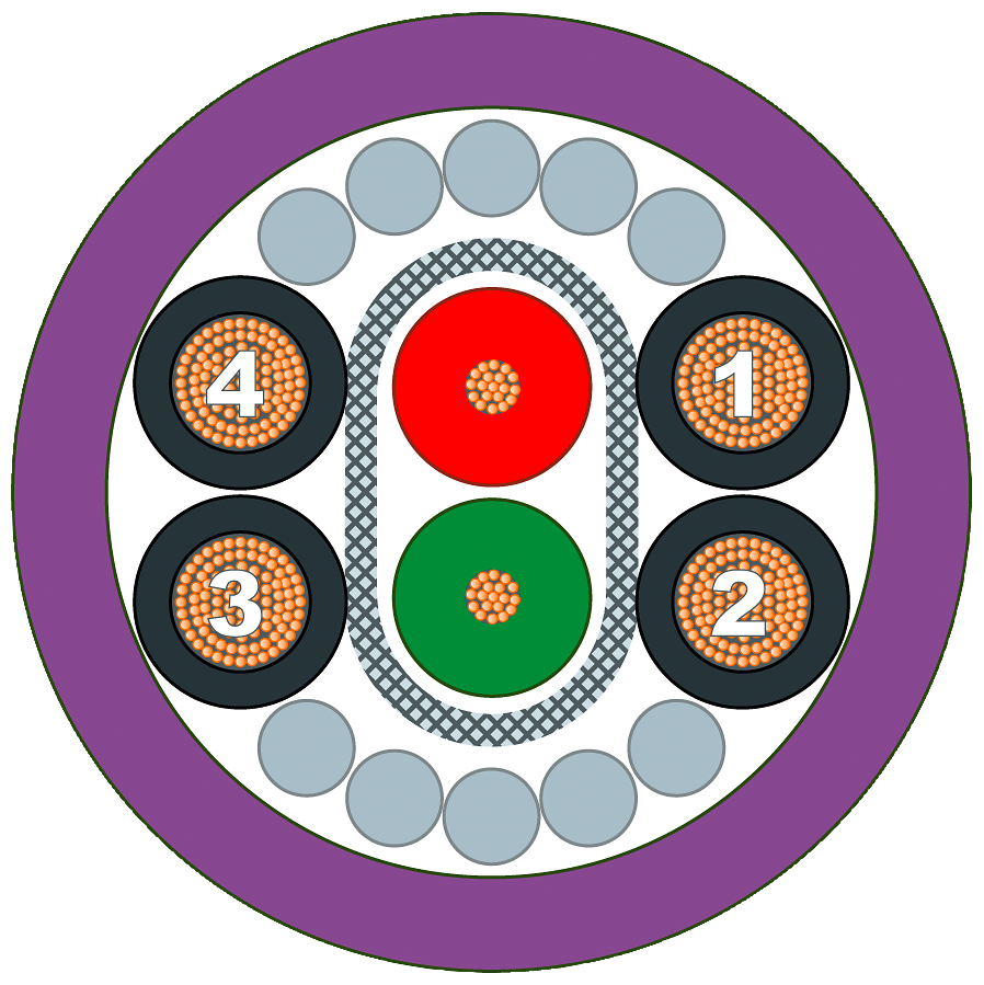 [Imagem CABO HÍBRIDO PB ECOFAST, 2XCU 0,64 MM, 4XCU 1,5 MM2, CONECTOR DE ENCAIXE/BUCH 6XV18307BN25 SIEMENS]