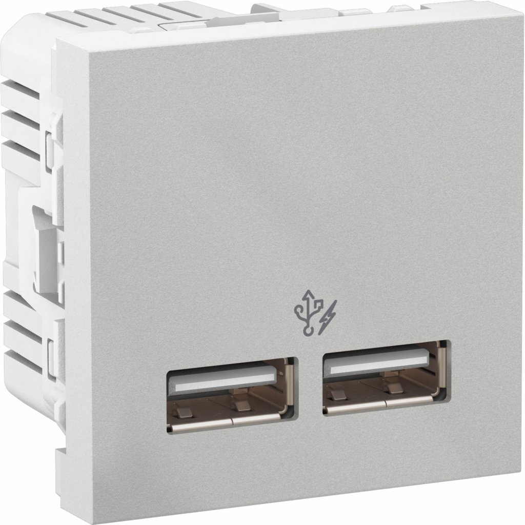 [Imagem MOD 2 TOM USB CH 2.0 2.1A 127/220V 2M AL S70647374 SCHNEIDER]