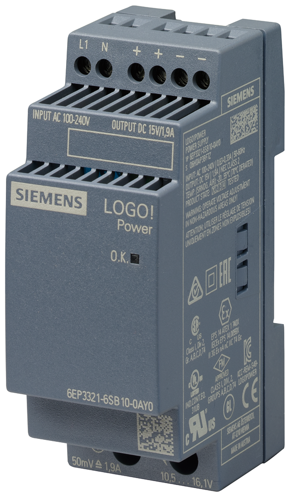 [Imagem LOGO! POWER 15V / 1,9A 6EP33216SB100AY0 SIEMENS]