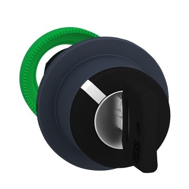 [Imagem CABEÇOTE PARA CHAVE SELETORA FACEADA Ø30MM PLÁSTICO 2 POSIÇÕES RETORNO POR MOLA COM CHAVE ZB5FG6 SCHNEIDER]