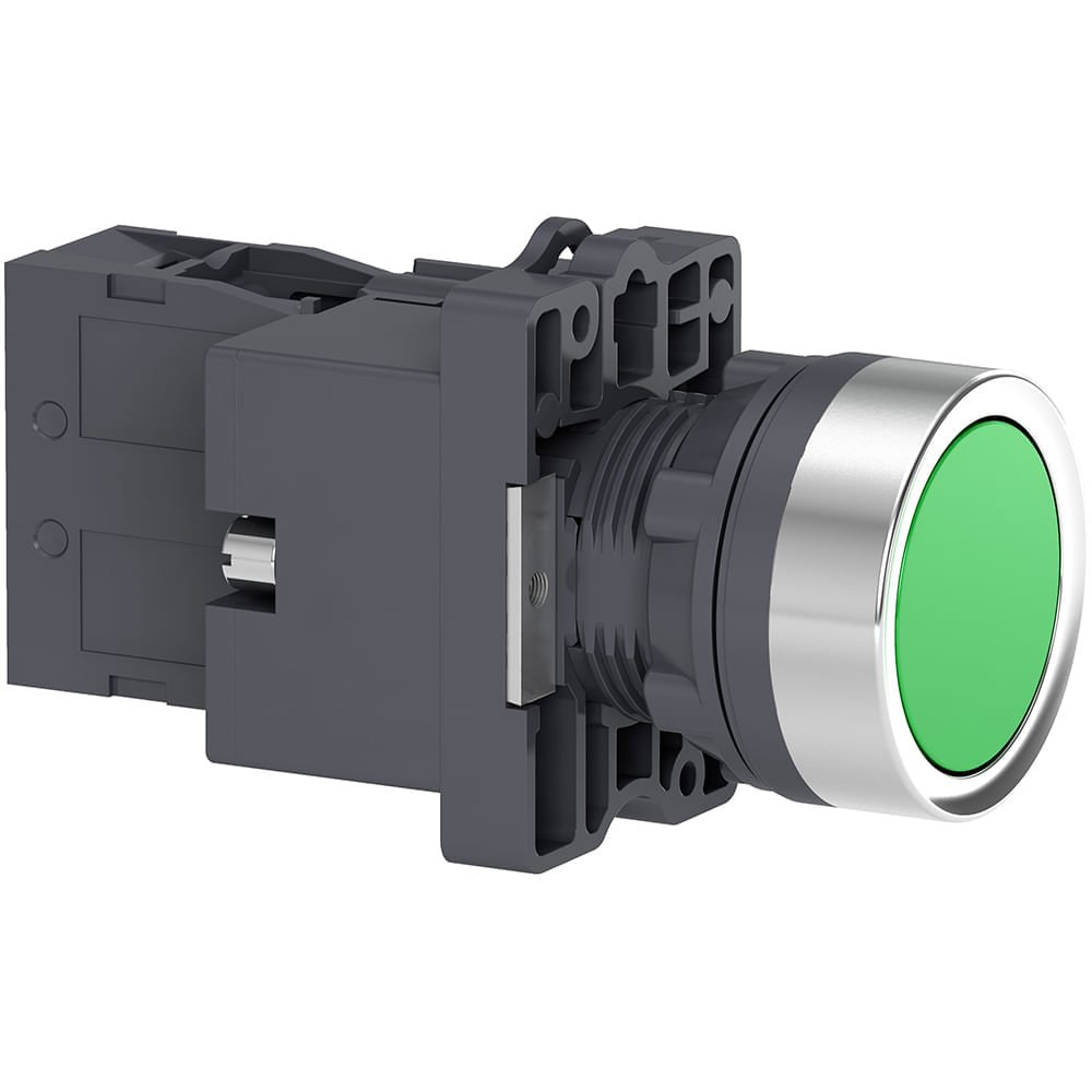 [Imagem BOTÃO LUMINOSO Ø22MM PLÁSTICO, RETORNO POR MOLA, VERDE, NA, 24VCA/CC XA2EW33B1 SCHNEIDER]