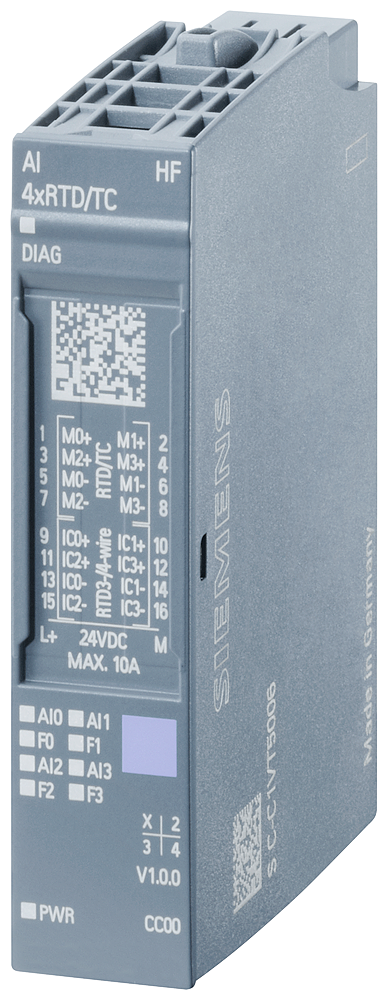 [Imagem do produto SIPLUS ET 200SP AI 4XRTD/TC 2-/3-/4-FIO HF -40 ... +60 °C COM COA CONFORME 6AG11346JD002CA1 SIEMENS]