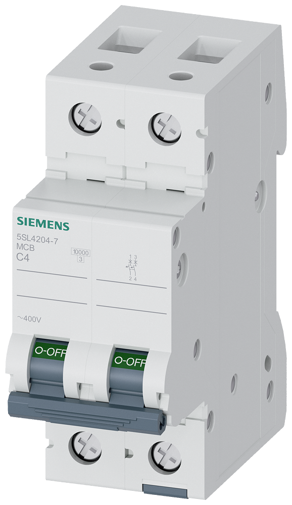 DISJUNTOR DE POTÊNCIA 400 V 10 KA 2 POLOS C 4A 5SL42047 SIEMENS