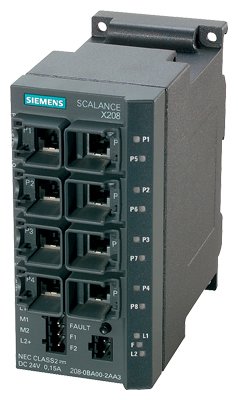 [Imagem SWITCH IE GERENCIADO SCALANCE X208 8 PORTAS RJ45 10/100MBIT/S PROFINET IO 6GK52080BA102AA3 SIEMENS]