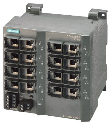[Imagem SCALANCE X216 SWITCH IE GERENCIADO PORTAS RJ45 16X 10/100 MBIT/S 6GK52160BA002AA3 SIEMENS]