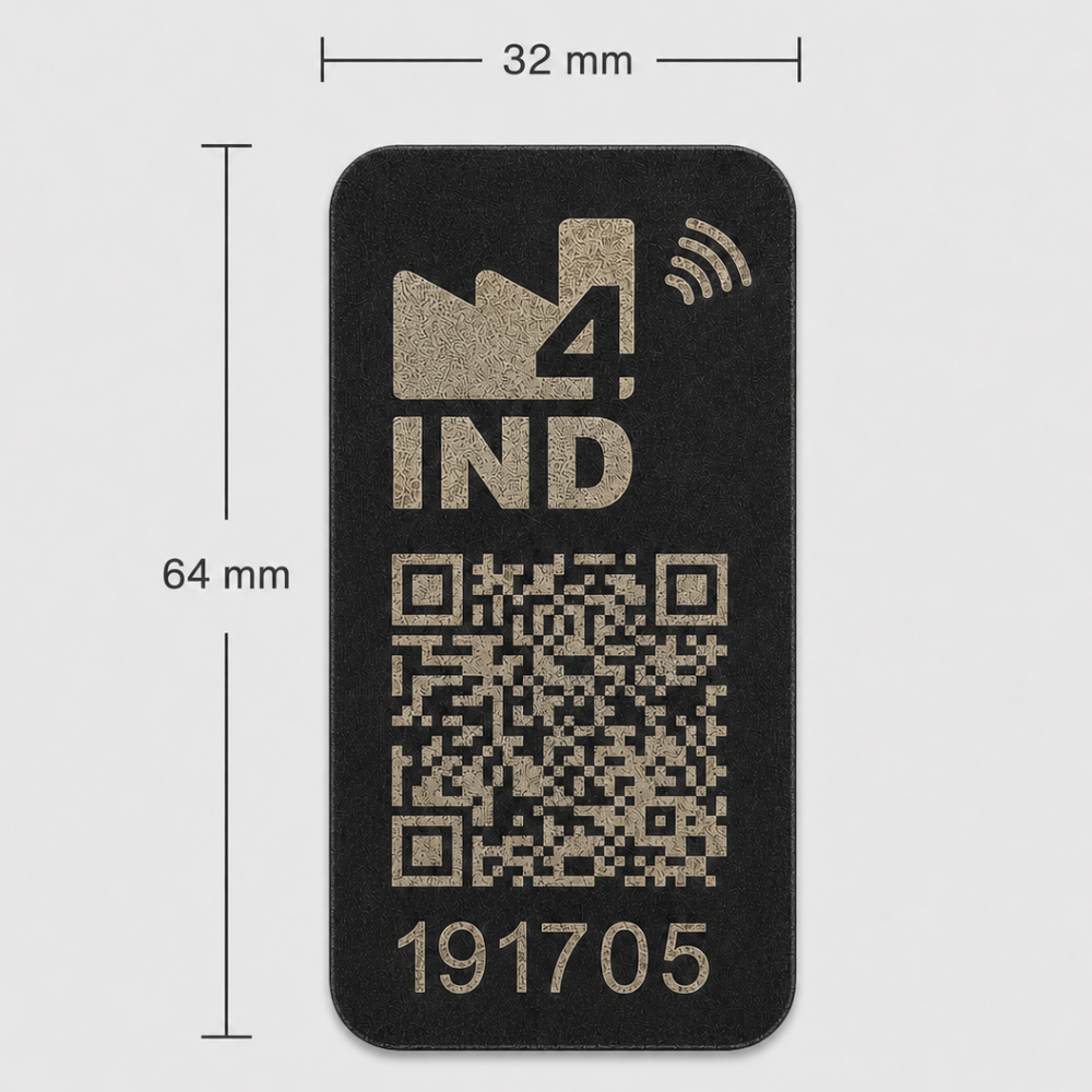 SLOT DE MAPEAMENTO ETIQUETA QR CODE E NFC ANTICORROSIVA 150 GRAUS 32X64MM PRETA DIGI4IND