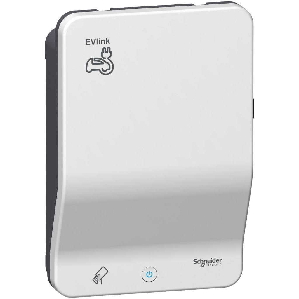[Imagem CARREGADOR VEICULAR EVLINK SMART WALLBOX 22 KW T2S RFID EVB1A22P4RI SCHNEIDER]