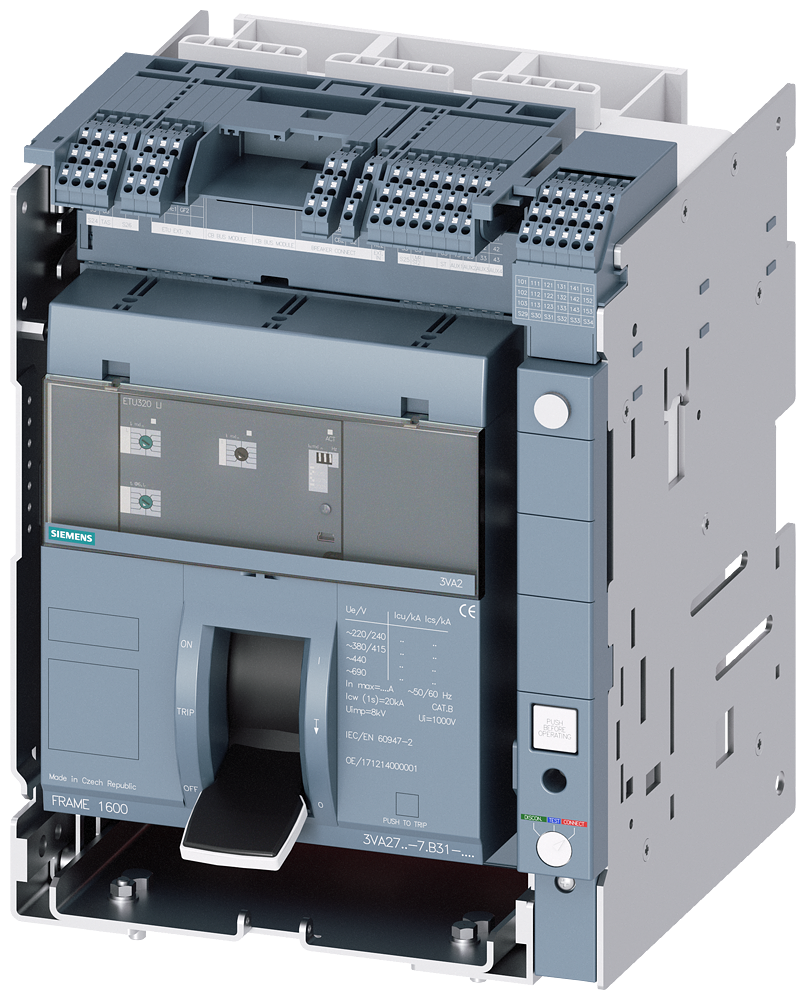 [Imagem do produto DISJUNTOR 3P 800A 85KA 380V ETU320 LI 3VA27 3VA27806AB310AA0 SIEMENS]
