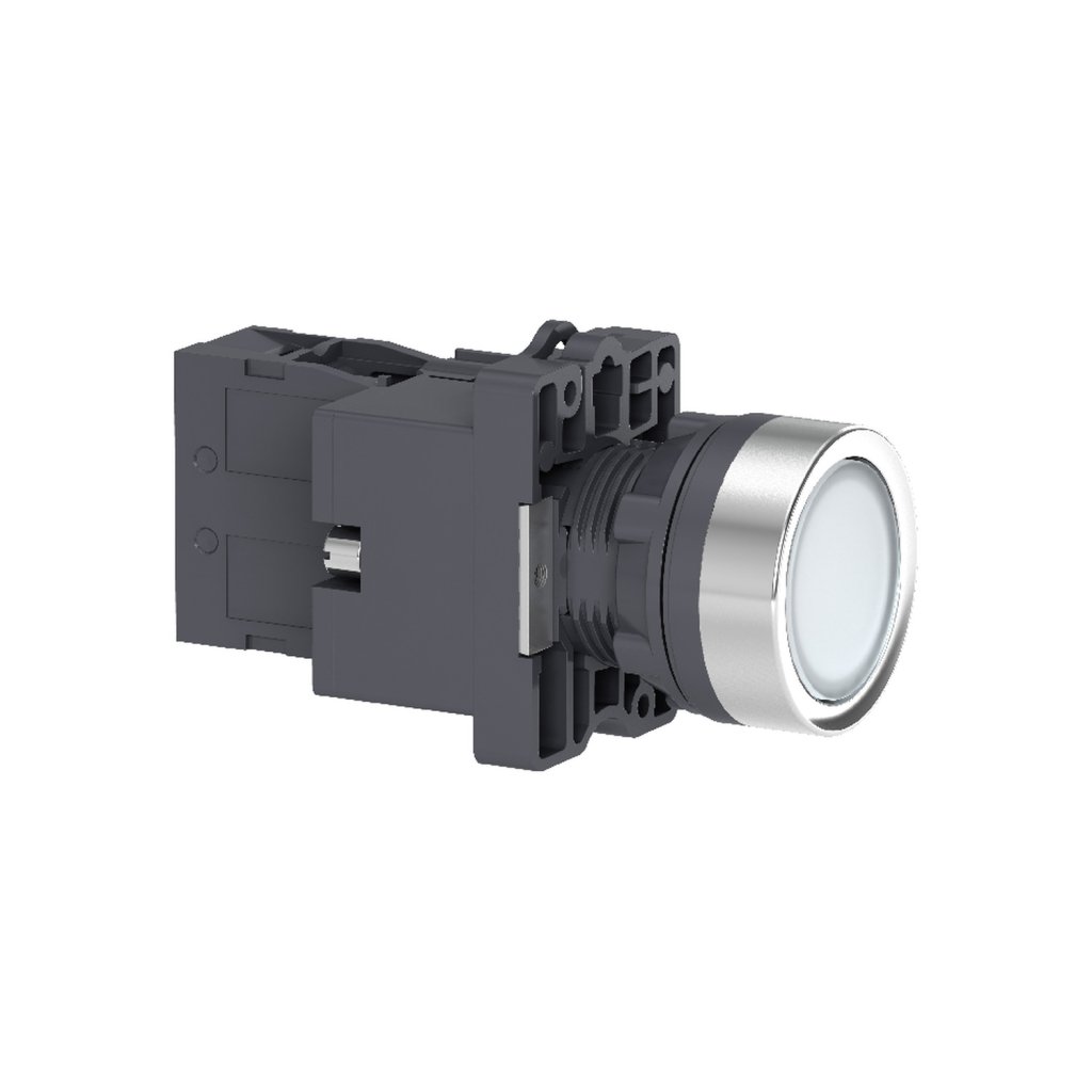[Imagem BOTÃO LUMINOSO Ø22MM PLÁSTICO RETORNO POR MOLA BRANCO NA 24VCA/CC XA2EW31B1 SCHNEIDER]