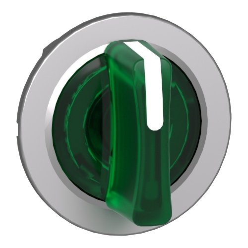 [Imagem CABEÇOTE PARA CHAVE SELETORA LUMINOSA FACEADA Ø30MM METÁLICO 3 POSIÇÕES RETORNO POR MOLA VERDE ZB4FK1733 SCHNEIDER]