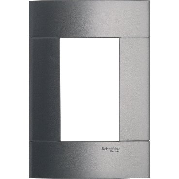 [Imagem PLACA 4X2 3 POSTOS PRATA FUMÊ DECOR PRM044235 SCHNEIDER]