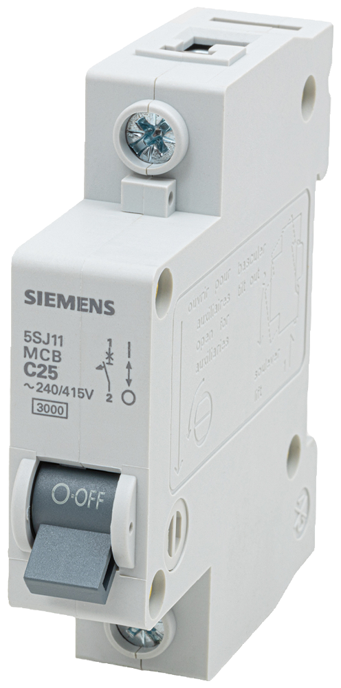 [Imagem DISJUNTOR MINI MONOPOLAR 25A 220/380VCA CURVA C 3KA 5SJ11257MB SIEMENS]