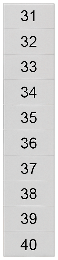 PLACA DE DESIGNAÇÃO, FRENTE, COM 31-40, HORIZONTAL, LARGURA DOS TERMINAIS: 5, 8WH81402AB35 SIEMENS