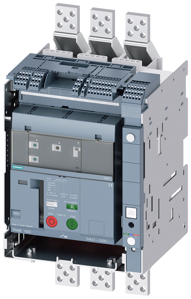 [Imagem do produto DISJUNTOR 3P 1600A 55KA 380V ETU320 LI 3VA27 3VA27161AB353GA6 SIEMENS]