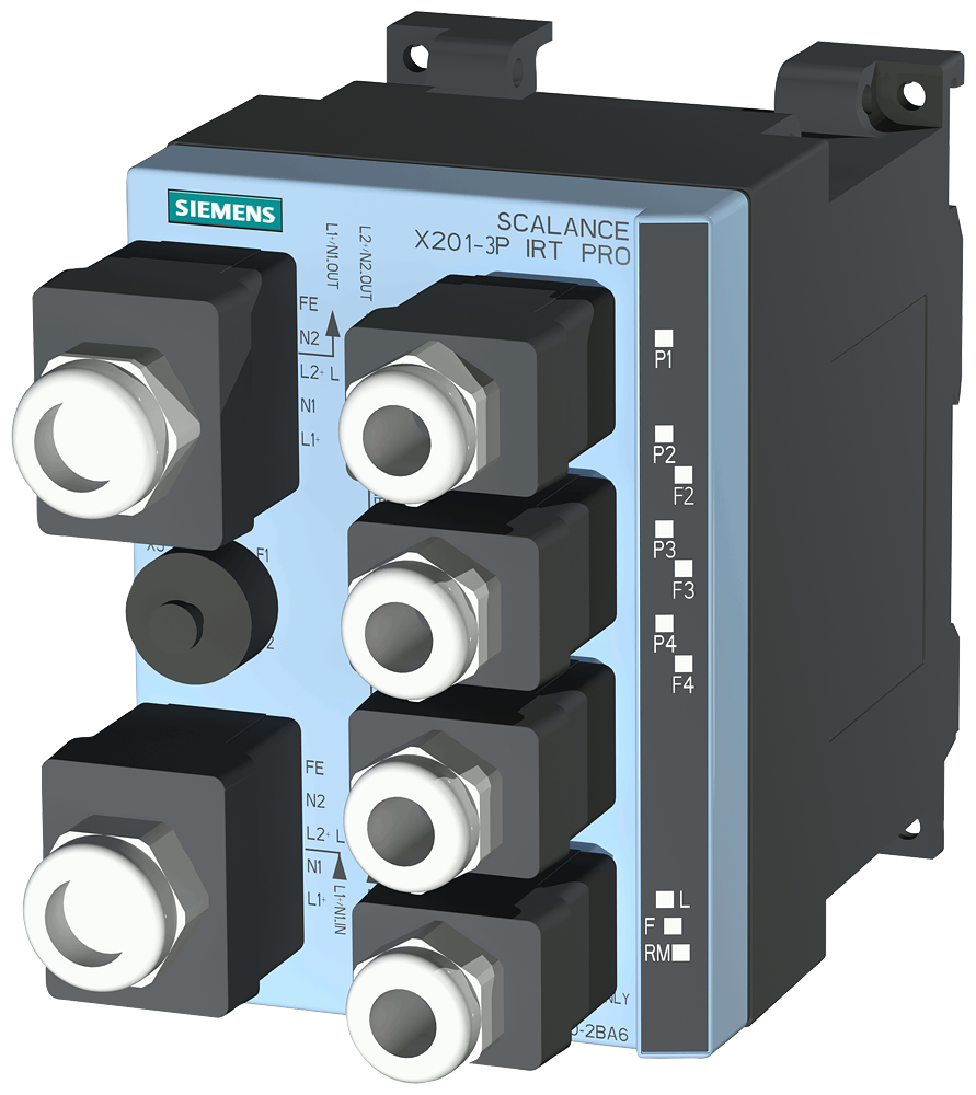 [Imagem SCALANCE X201-3P IRT PRO, SWITCH CONTROLADO CAMADA 2, 1X RJ45, 3XSCRJ, PUSH PULL 6GK52013JR102BA6 SIEMENS]