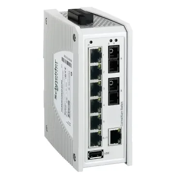 [Imagem CONNEXIUM PREMIUM UNMANAGED SWITCH 7 PORTS FOR COPPER + 2 PORTS FOR FIBER OPTIC SINGLE MODE TCSESPU093F2CS0 SCHNEIDER]