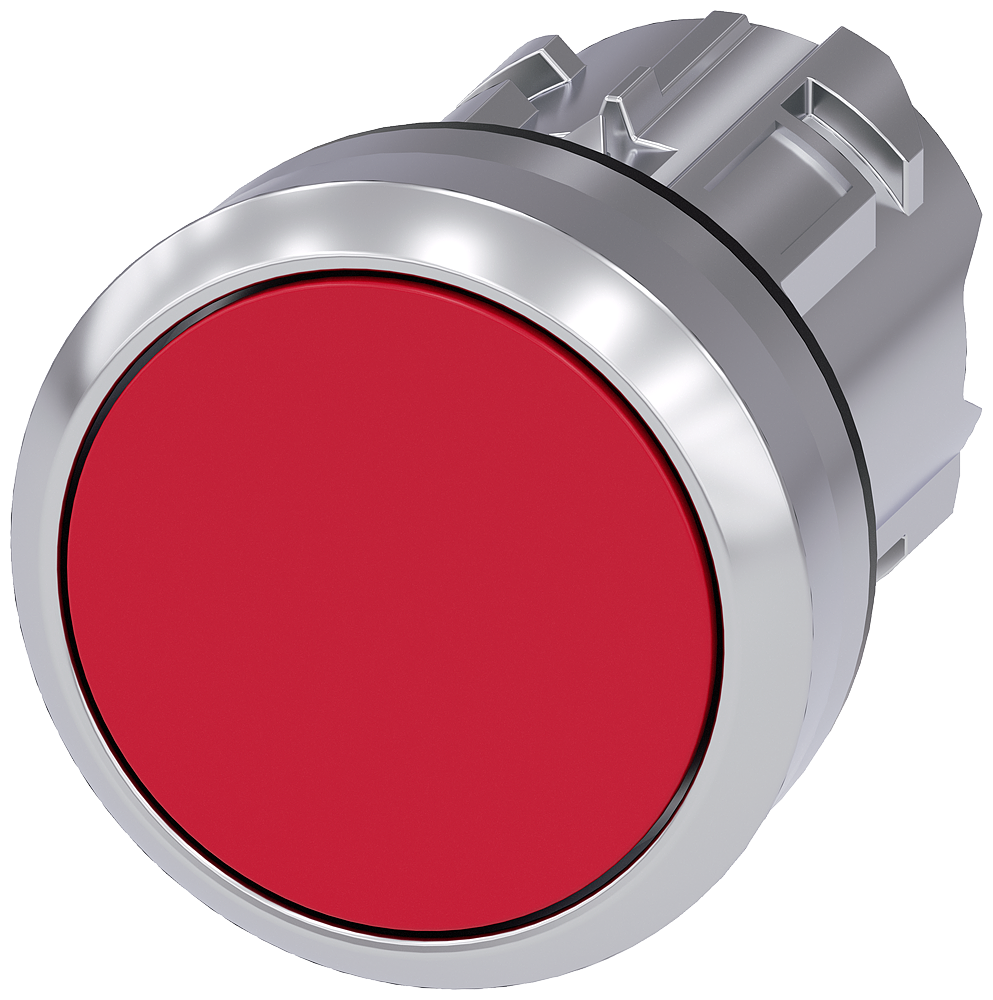BOTÃO 22 MM REDONDO METAL DE ALTO BRILHO VERMELHO BOTÃO DE PRESSÃO PLANO 3SU10500AB200AA0-ZY12 SIEMENS