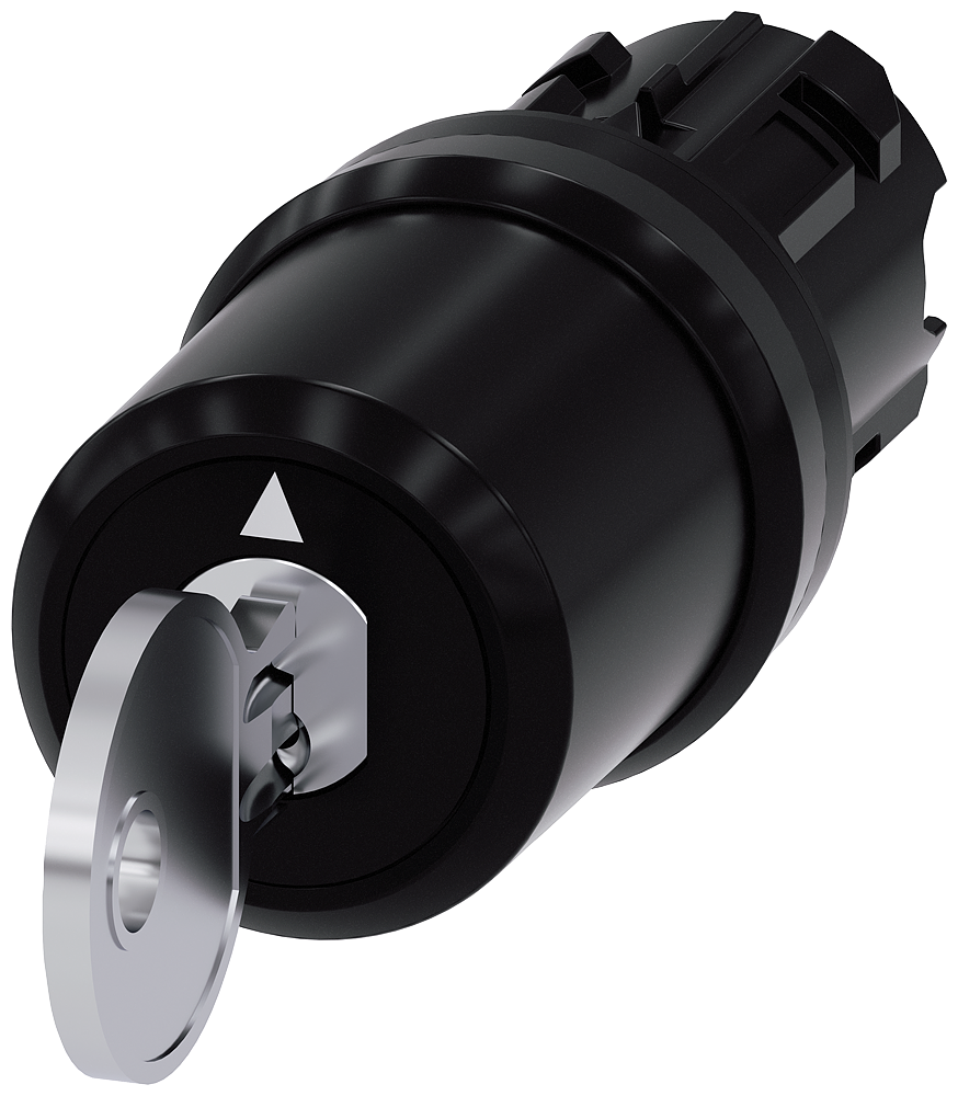 [Imagem do produto INTERRUPTOR DE CHAVE SIEMENS, 22MM, REDONDO, PLÁSTICO, RETIRADA DA CHAVE O 3SU10005BM010AA0]