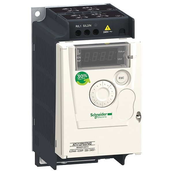 [Imagem do produto INVERSOR DE FREQUÊNCIA 2.4A 0.37KW/0.55C ATV12P037M3 SCHNEIDER]