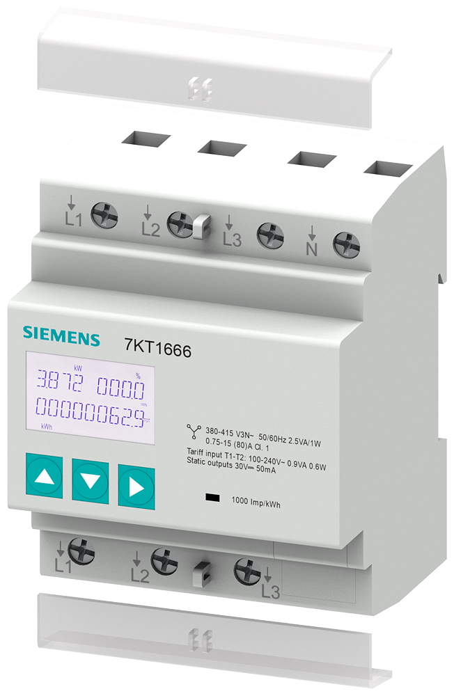 INSTRUMENTO DE MEDIÇÃO SENTRON 7KT PAC1600 TRIFÁSICO 80 A TRILHO DIN MODB 7KT1666 SIEMENS