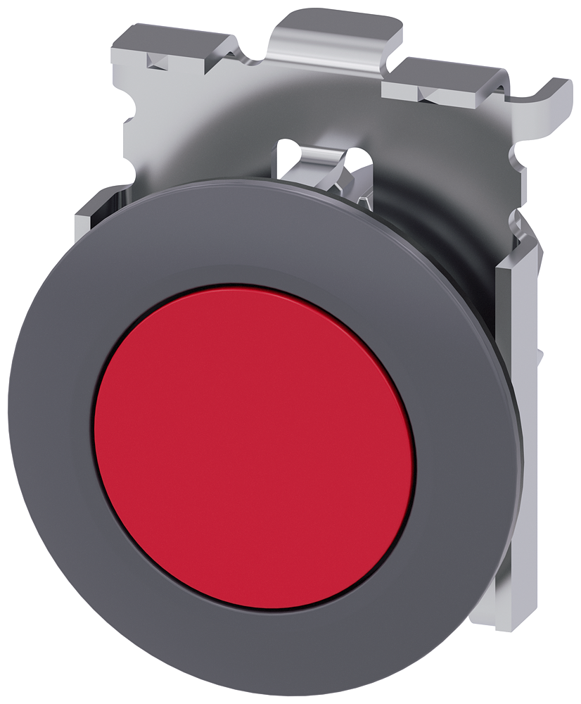 BOTÃO 30 MM REDONDO METAL MATE VERMELHO ANEL FRONTAL PARA MONTAGEM PLAN 3SU10600JB200AA0-ZY11 SIEMENS
