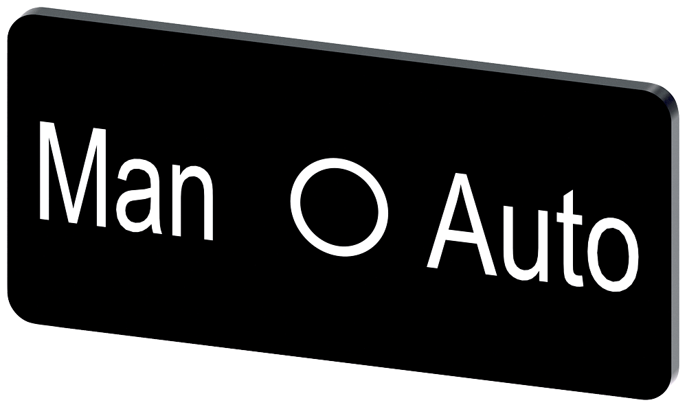 [Imagem do produto PLACA DE IDENTIFICAÇÃO 12,5X27MM, PLACA PRETO, INSCRIÇÃO: MAN-O-AUTO 3SU19000AC160DY0 SIEMENS]