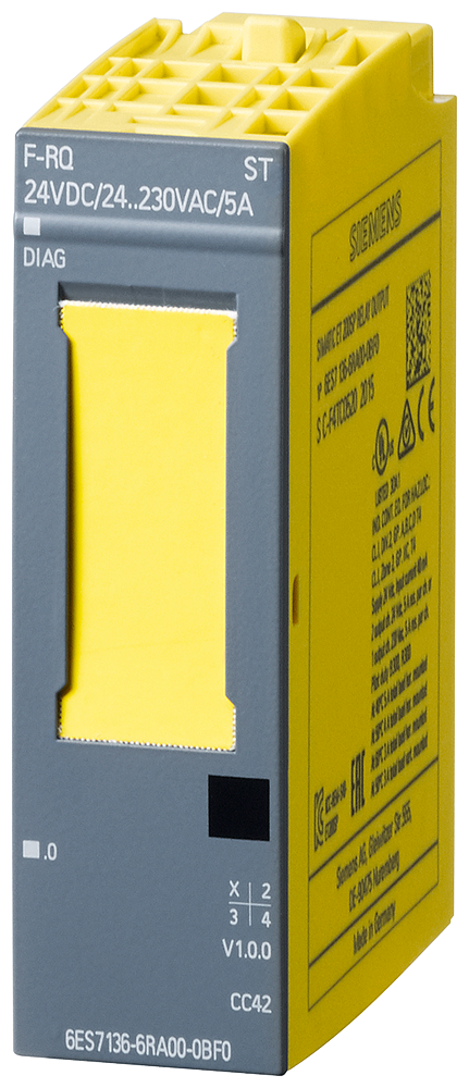 [Imagem do produto SIPLUS ET 200SP F-RQ 1X24 V DC/24 ... 230 V AC/5 A OT1 RAIL COM CO... CONFORME 6AG21366RA001BF0 SIEMENS]
