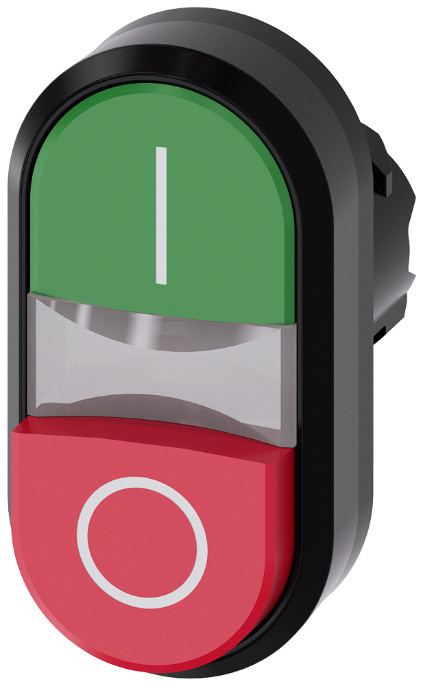 [Imagem do produto FRONT BOTAO DUPL PLAS SAL INSC"I/O VD/VM 3SU10003BB420AK0 SIEMENS]