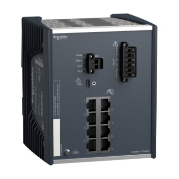 [Imagem MODICON POE (POWER OVER ETHERNET) MANAGED SWITCH 8 GIGABIT PORTS FOR COPPER EXTENDED TEMPERATURE MCSESP083F23G0T SCHNEIDER]