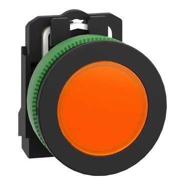 [Imagem SINALIZADOR ANTIMICROBIANO MONOBLOCO FACEADO Ø30MM PLÁSTICO LED DE ALTO BRILHO LARANJA 230...240VCA XB5FVM5 SCHNEIDER]