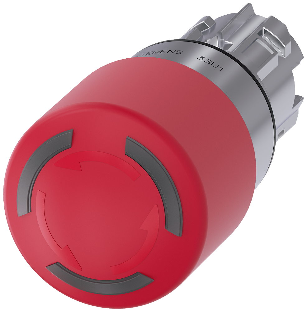 BOTÃO DE PRESSÃO DE PARADA DE EMERGÊNCIA EM FORMA DE COGUMELO ILUMINÁVEL 22 3SU10511GB200AA0-ZY12 SIEMENS