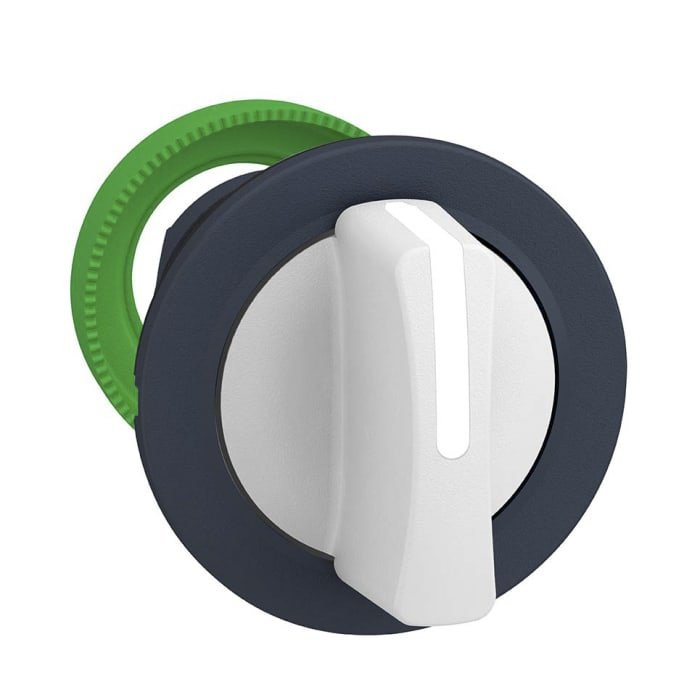 [Imagem CABEÇOTE PARA CHAVE SELETORA FACEADA Ø30MM PLÁSTICO 2 POSIÇÕES FIXAS MANOPLA CURTA BRANCO ZB5FD201 SCHNEIDER]