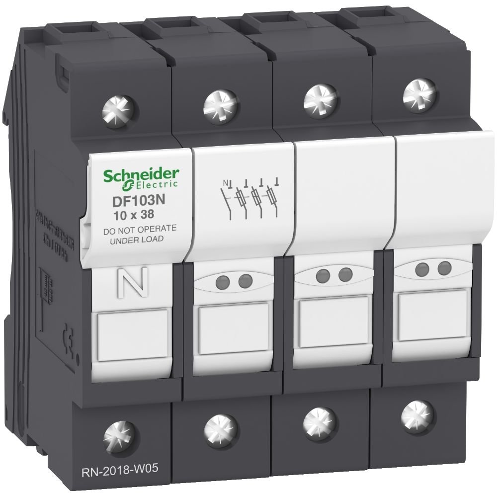 [Imagem PORTA FUSIVEL SEM INDICADOR 3P+N 32A 10X38 SCHNEIDER]