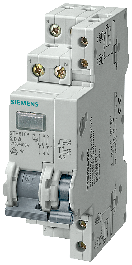 INTERRUPTOR DE CONTROLO 20 A 3CF 1 LÂMPADA 230 V COM INTERRUPTOR DE CORRENTE 5TE8108 SIEMENS