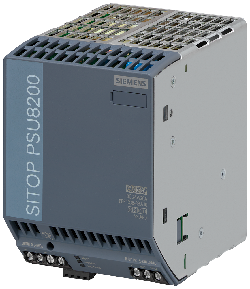 [Imagem FONTE DE ALIMENTAÇÃO ESTABILIZADA MONOFÁSICA 20A 24VCC SITOP PSU8200 6EP13363BA10 SIEMENS]