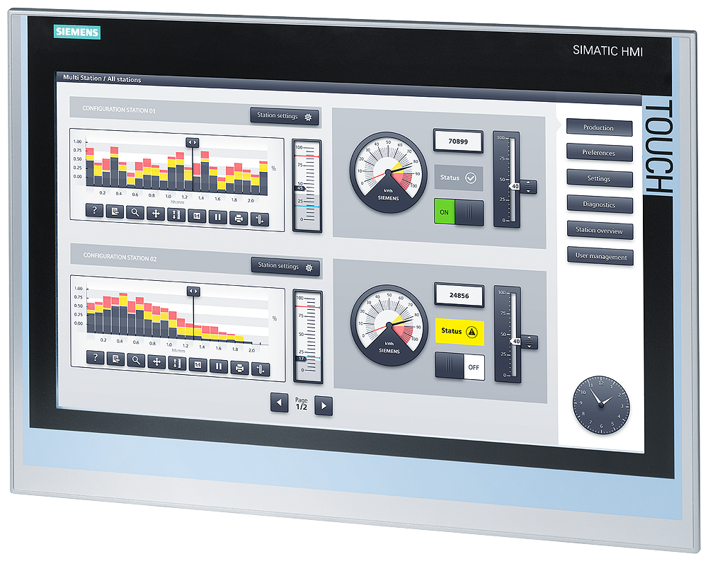 [Imagem IHM TOUCH TELA TFT WIDESCREEN 19POL PROFINET MPI/PROFIBUS DP 24MB SIMATIC TP1900 COMFORT 6AV21240UC020AX1 SIEMENS]